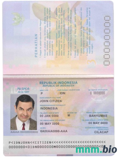 Przykład paszportu Indonezji w formacie PSD, w pełni edytowalny